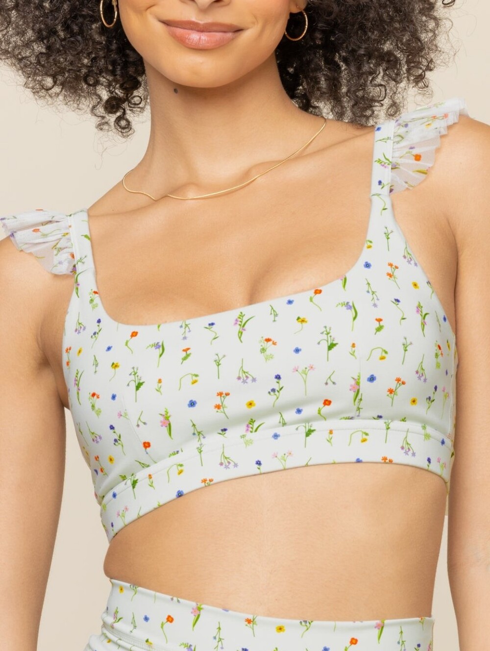 New Popflex Romance Mesh Ruffle Bra Meadow Sports Bra M Medium Blogilates